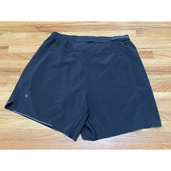 Lululemon Men's Shorts Athletic Running Elastic Waist Flat Front Stretch L Black - Picture 2 of 8